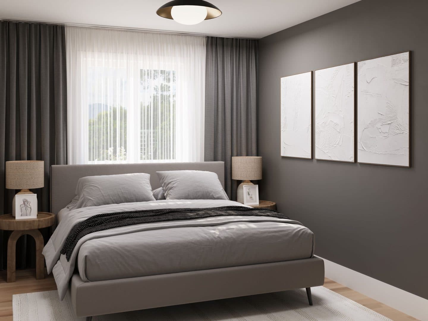 Le modèle Romano est un plain-pied de style classique. Vue de la chambre secondaire.
