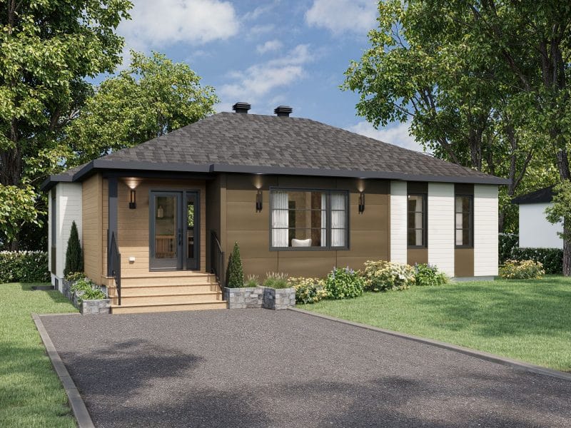 Le modèle Romano est un plain-pied de style classique. Vue de l'extérieur.