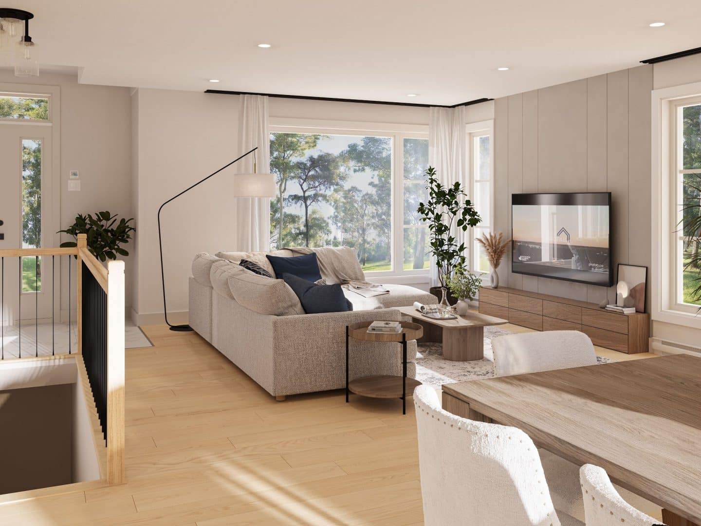 Modèle Urbana est une maison plain-pied de style Contemporain. Vue du salon.