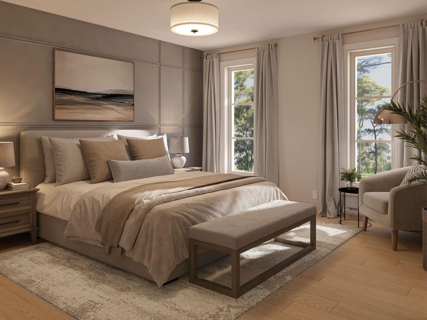 Modèle Urbana est une maison plain-pied de style Contemporain. Vue de la chambre.