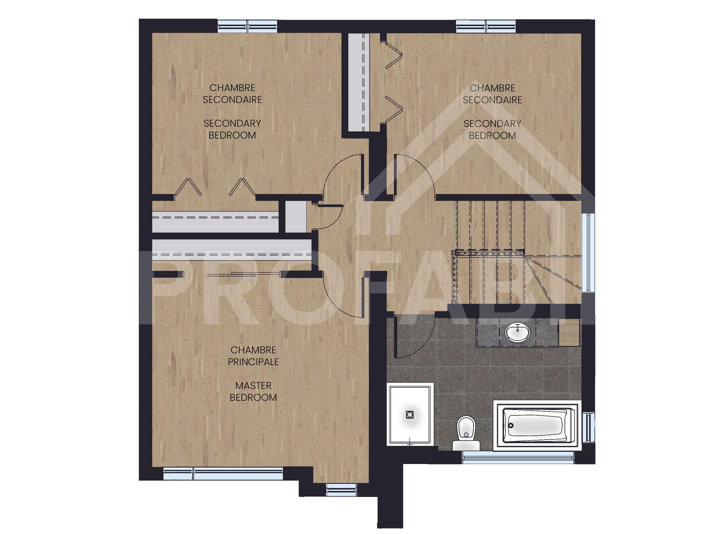 Contemporary two-storey model named Mundo. View from the second floor.