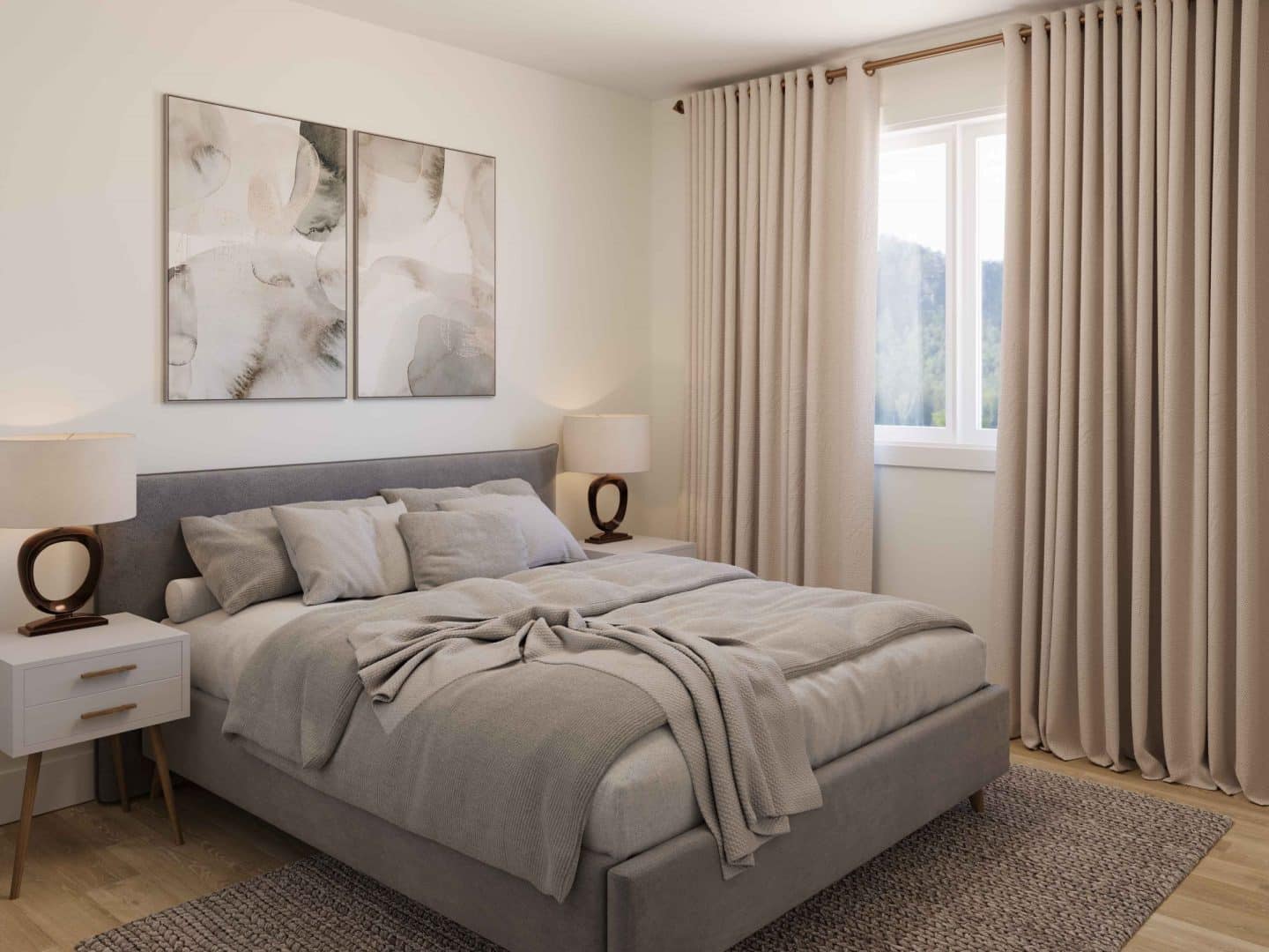 Modèle Lupin, une maison de plain-pied de style classique. Vue de la chambre secondaires.