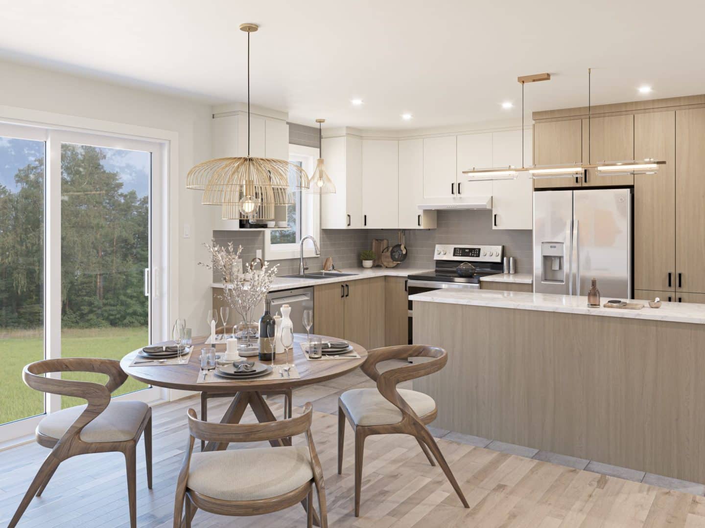 Mignonne model, a single-storey home in the classic style. View from the kitchen.