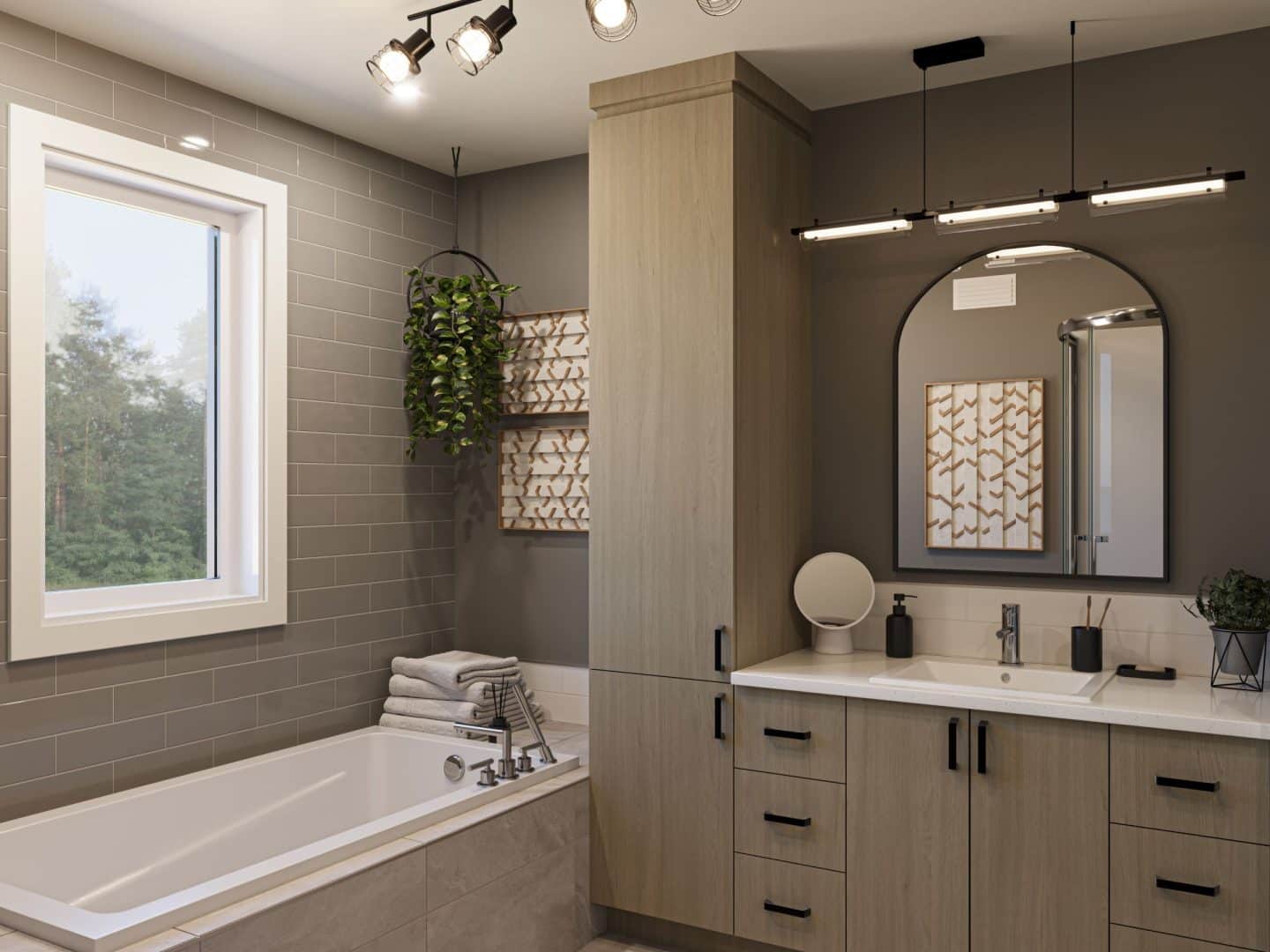 Mignonne model, a single-storey home in the classic style. View of the bathroom.