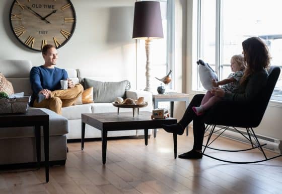 couple sit in the livingroom