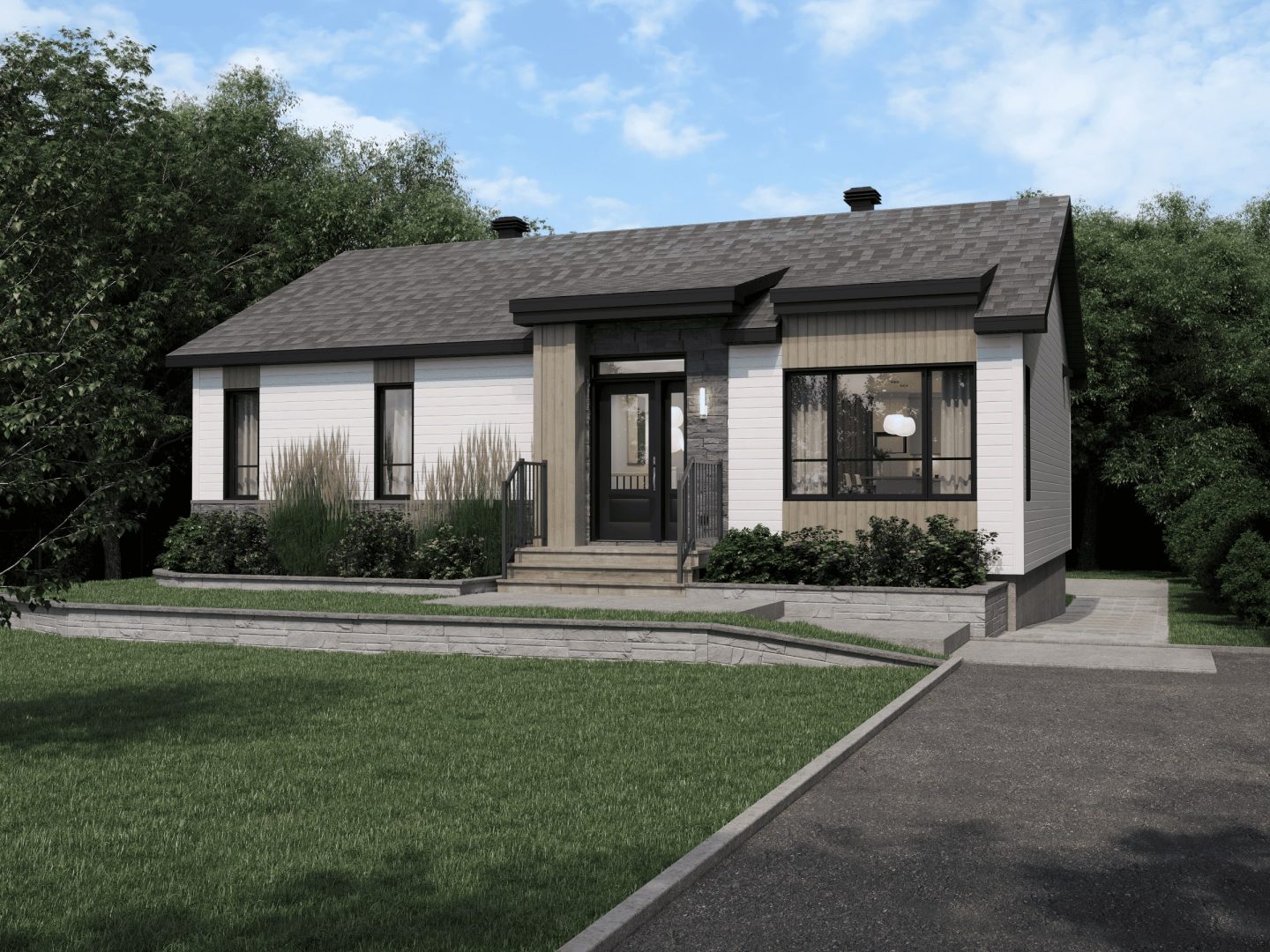 The Noova model is a bungalow in contemporary style. Exterior view