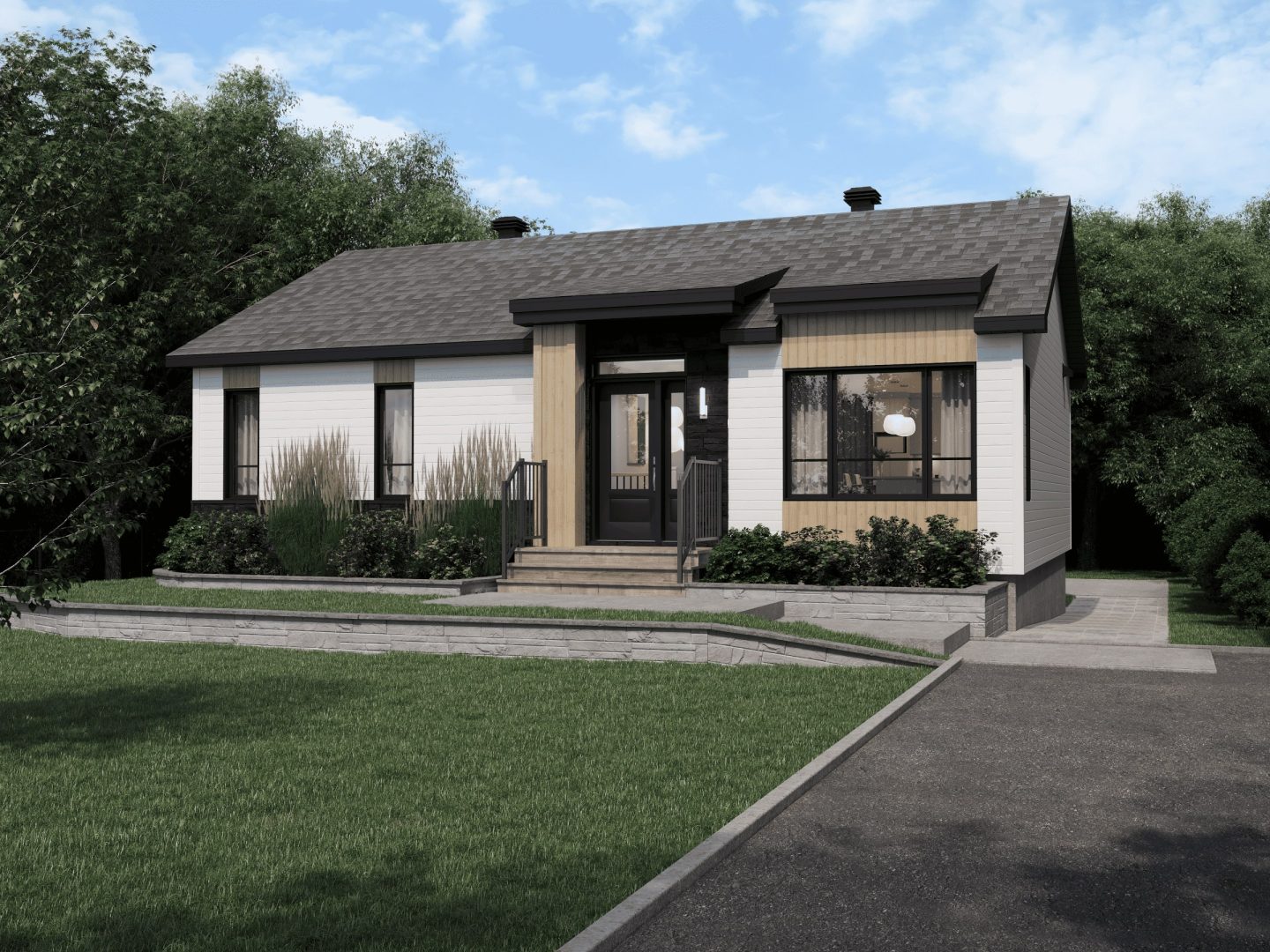 The Noova model is a bungalow in contemporary style. Exterior view