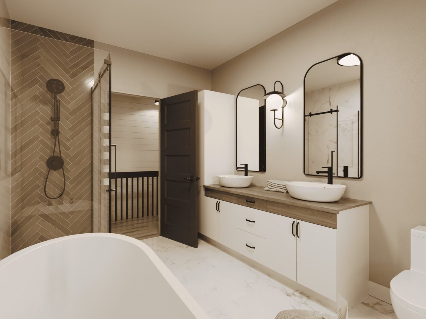 The Quatre-temps is a farmhouse-style single-storey home. View of the bathroom.