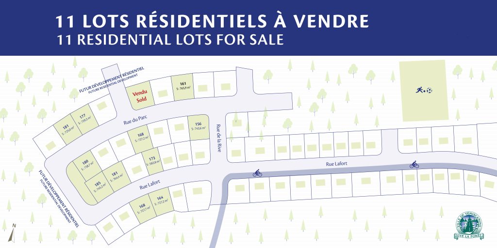 Carte de lots résidentiels à vendre.