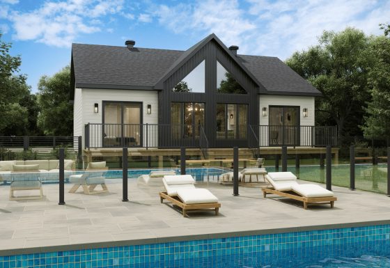 Le modèle Merle est un chalet de style contemporain. Vue de l'extérieur.
