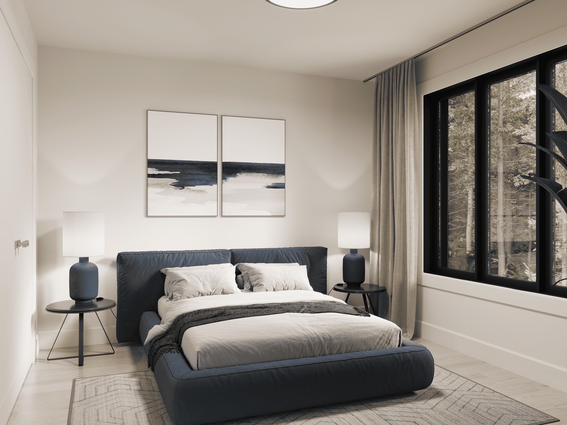 The Mésange model is a classic chalet. View of the secondary bedroom.