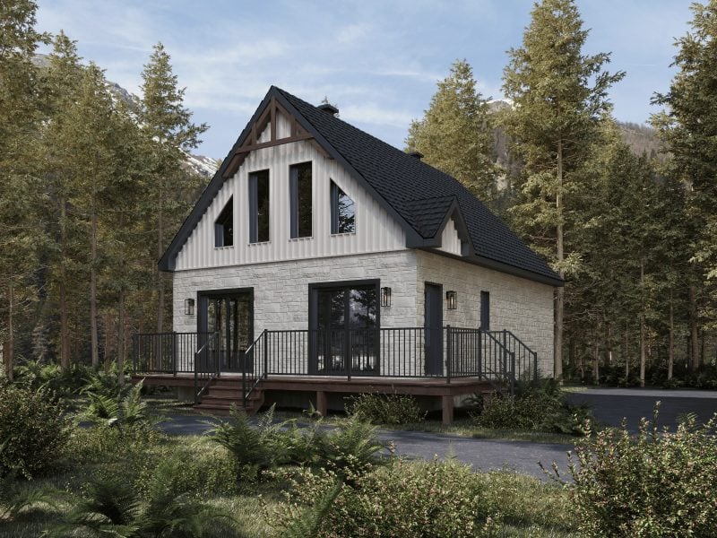 The Mésange model is a classic-style chalet. View from the outside.