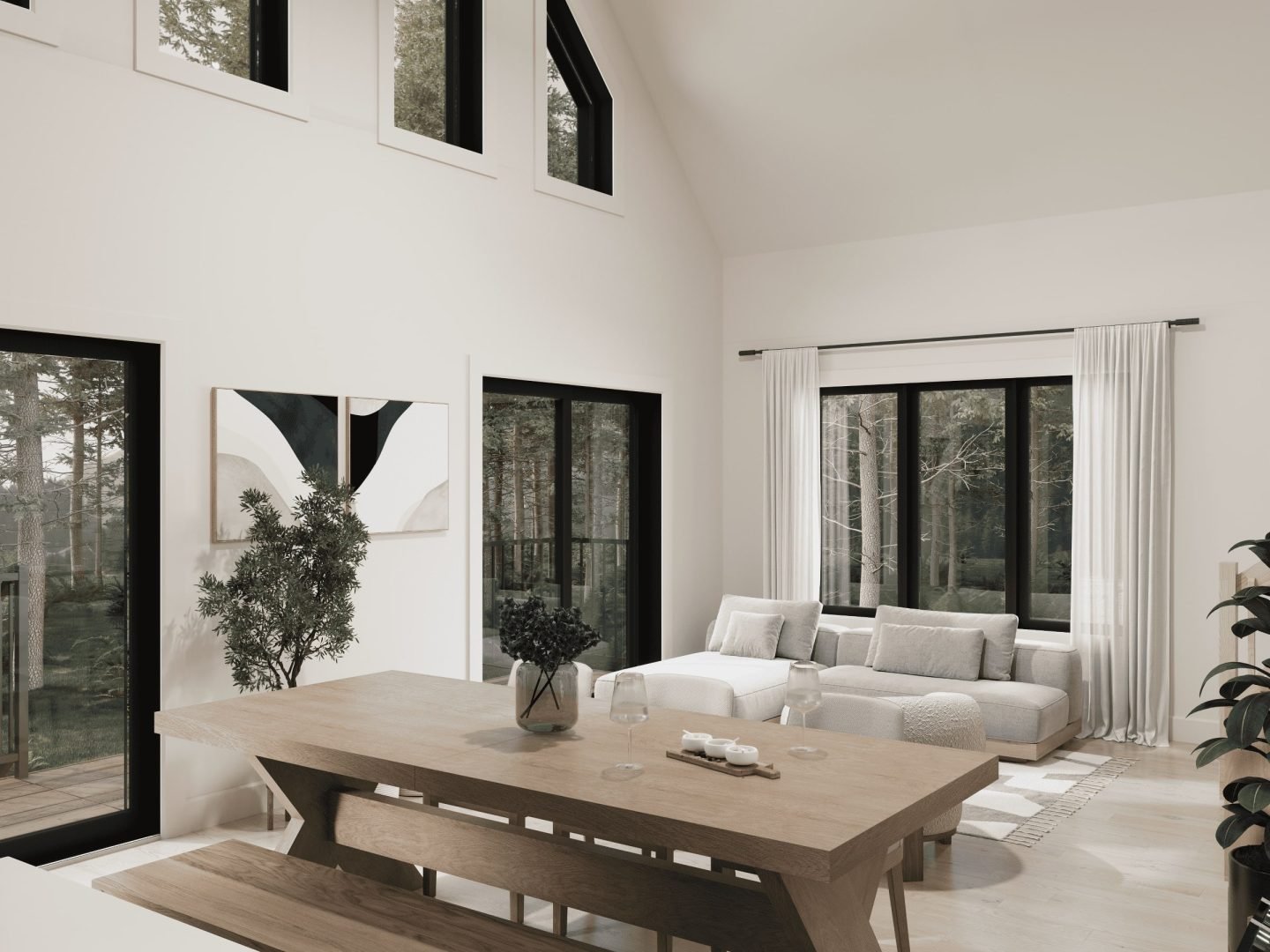 The Mésange model is a classic-style chalet. View from the living room.