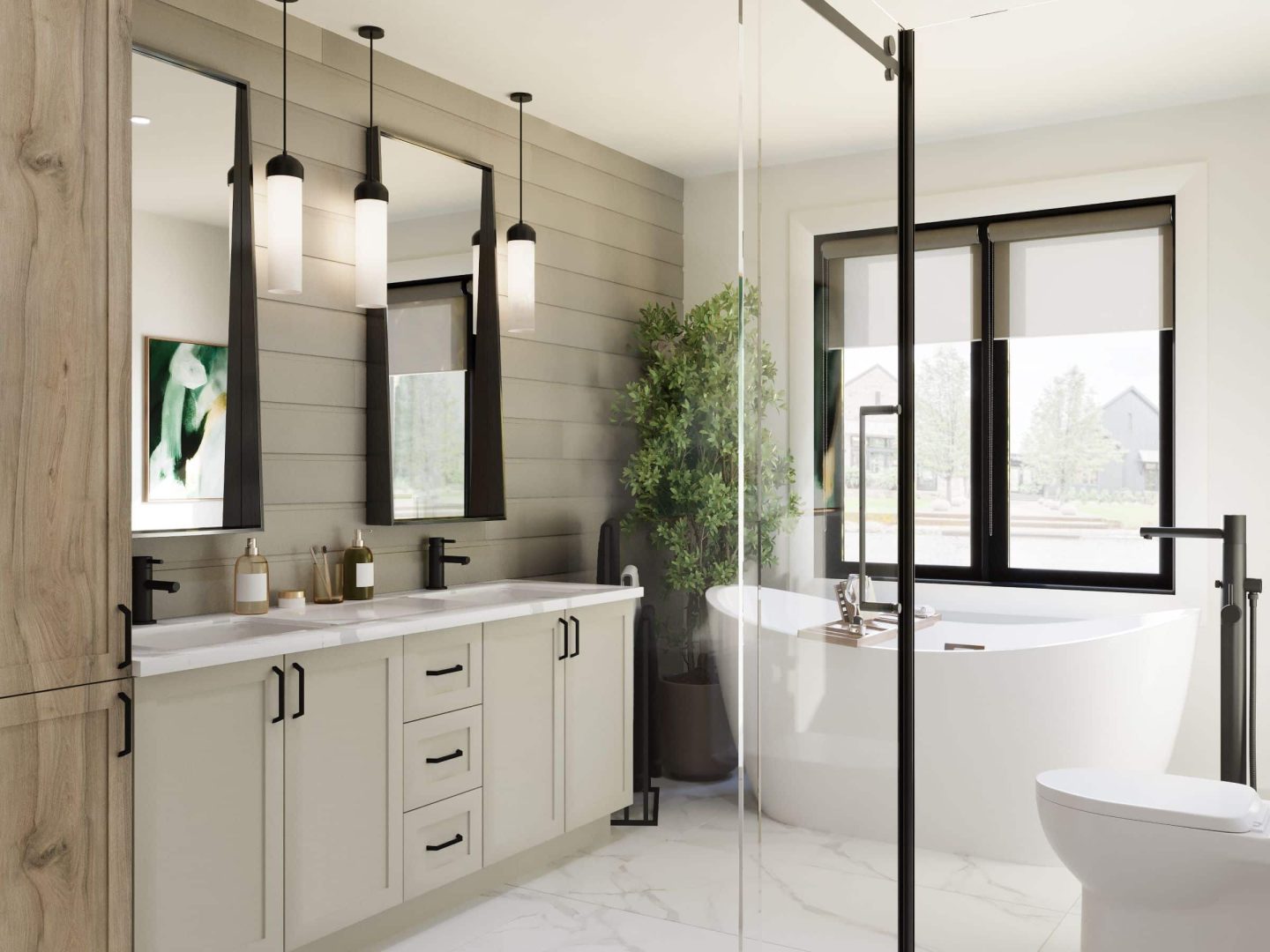 The Pacha model is a single-storey farmhouse. View of the bathroom.