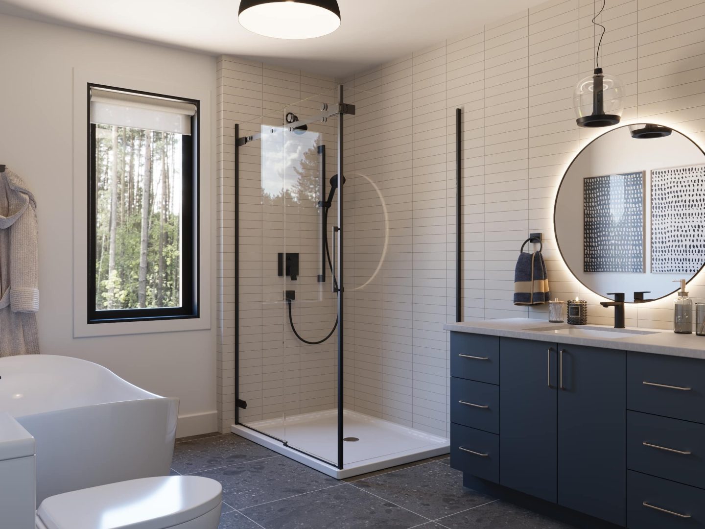 Model Vienna, a single-storey house in contemporary style. View of the bathroom