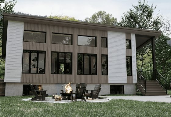Alizé model, a modern-style chalet. View of the rear exterior