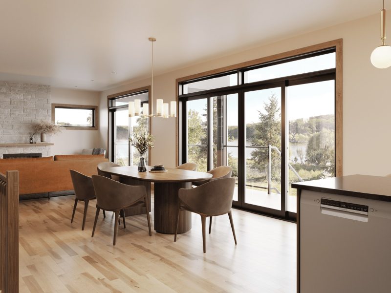 Belvedere model, single-storey home in contemporary style. View from the dining room.