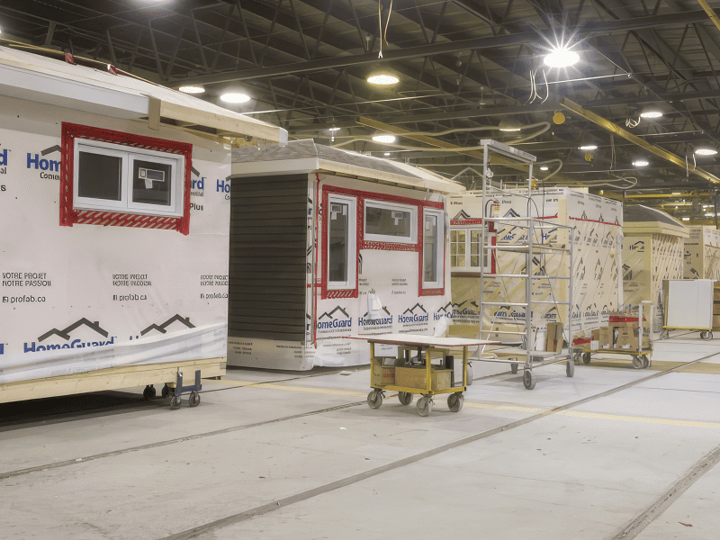 Interior view of ProFab prefabricated house manufacturing plant