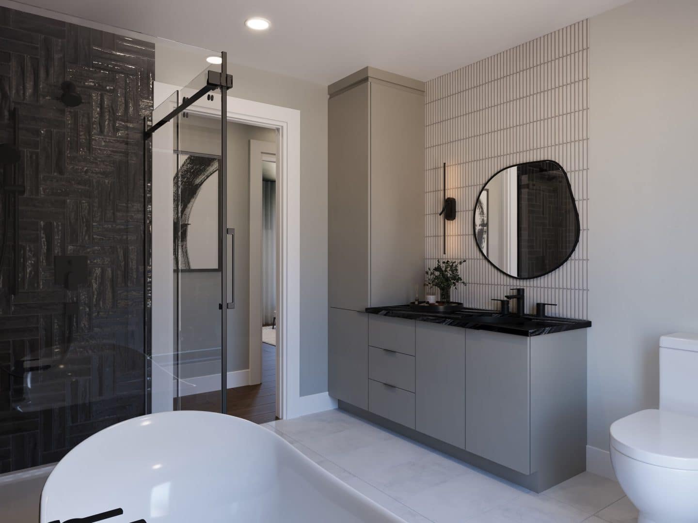 Urbanova model, a single-storey home in the traditional contemporary style. View of the bathroom.