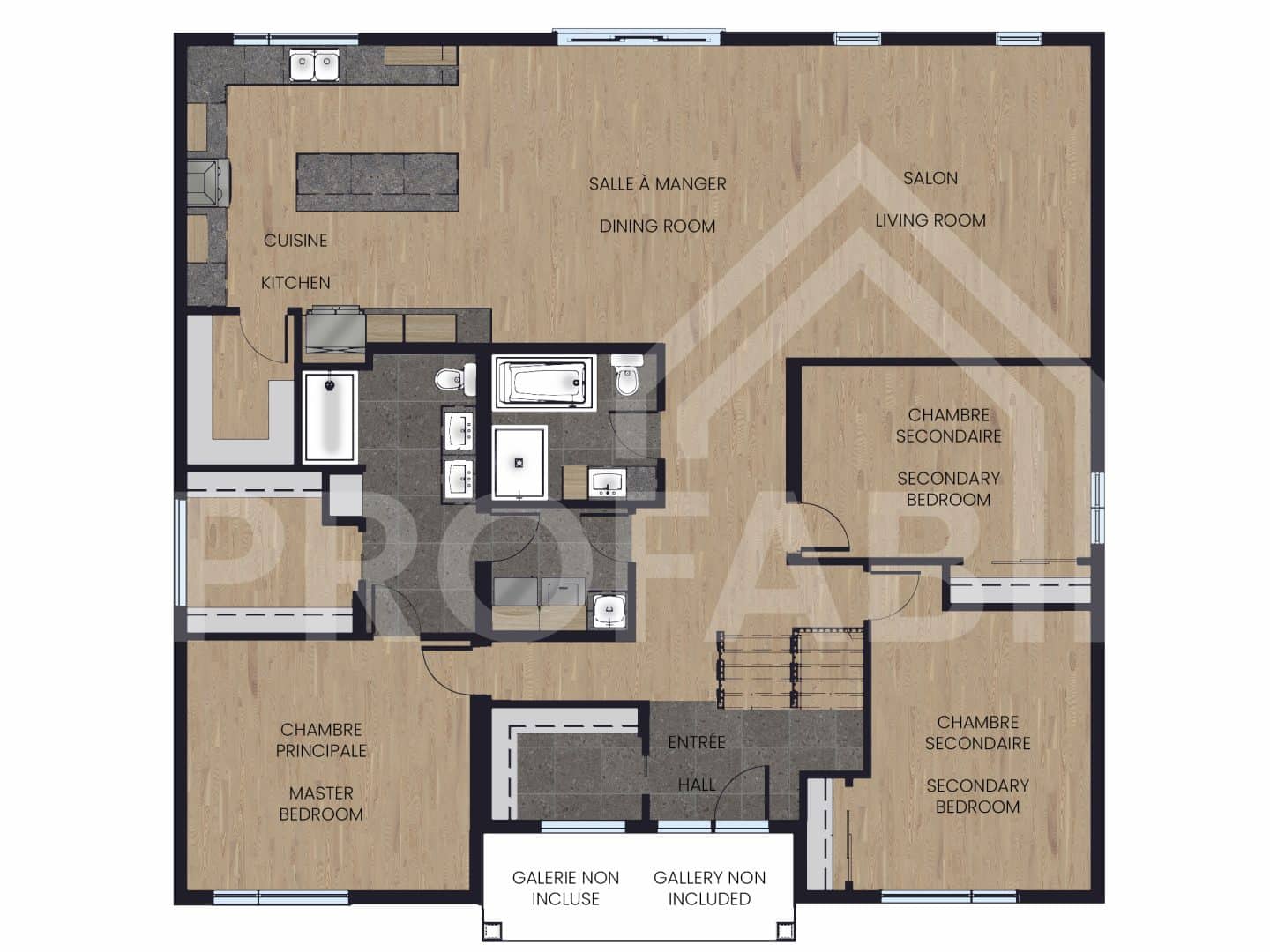 The Zenith floor-standing model is contemporary in style. View from the 2D plan.