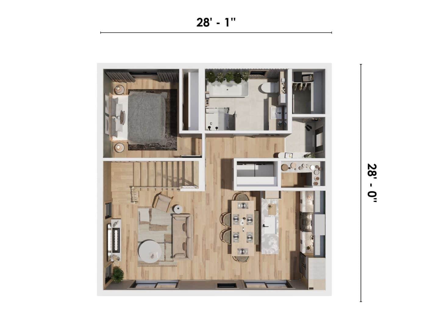 Modèle Bastida, un chalet de style scandinave. Vue du plan 3D