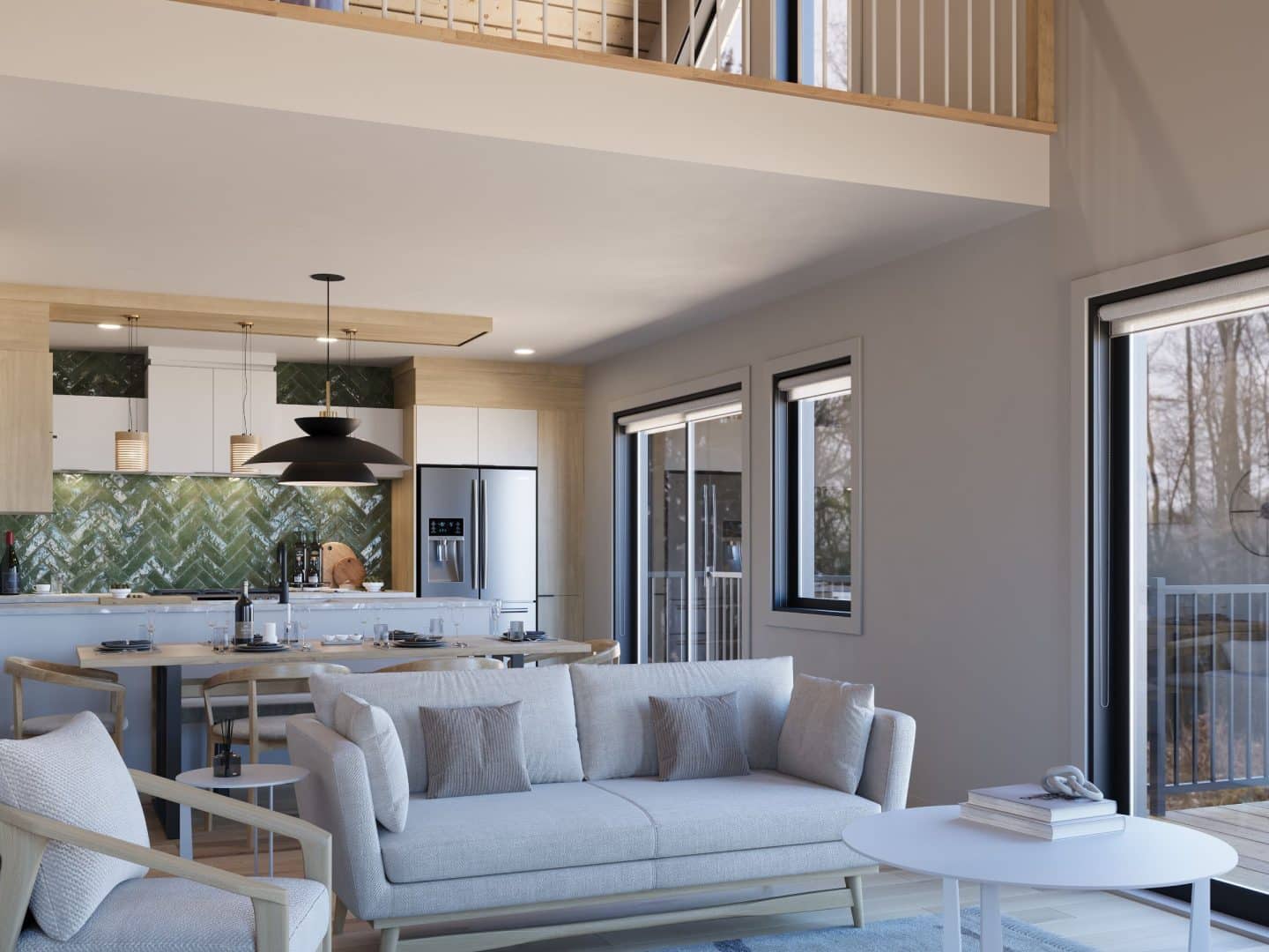 Bastida model, a Scandinavian-style chalet. Kitchen view.