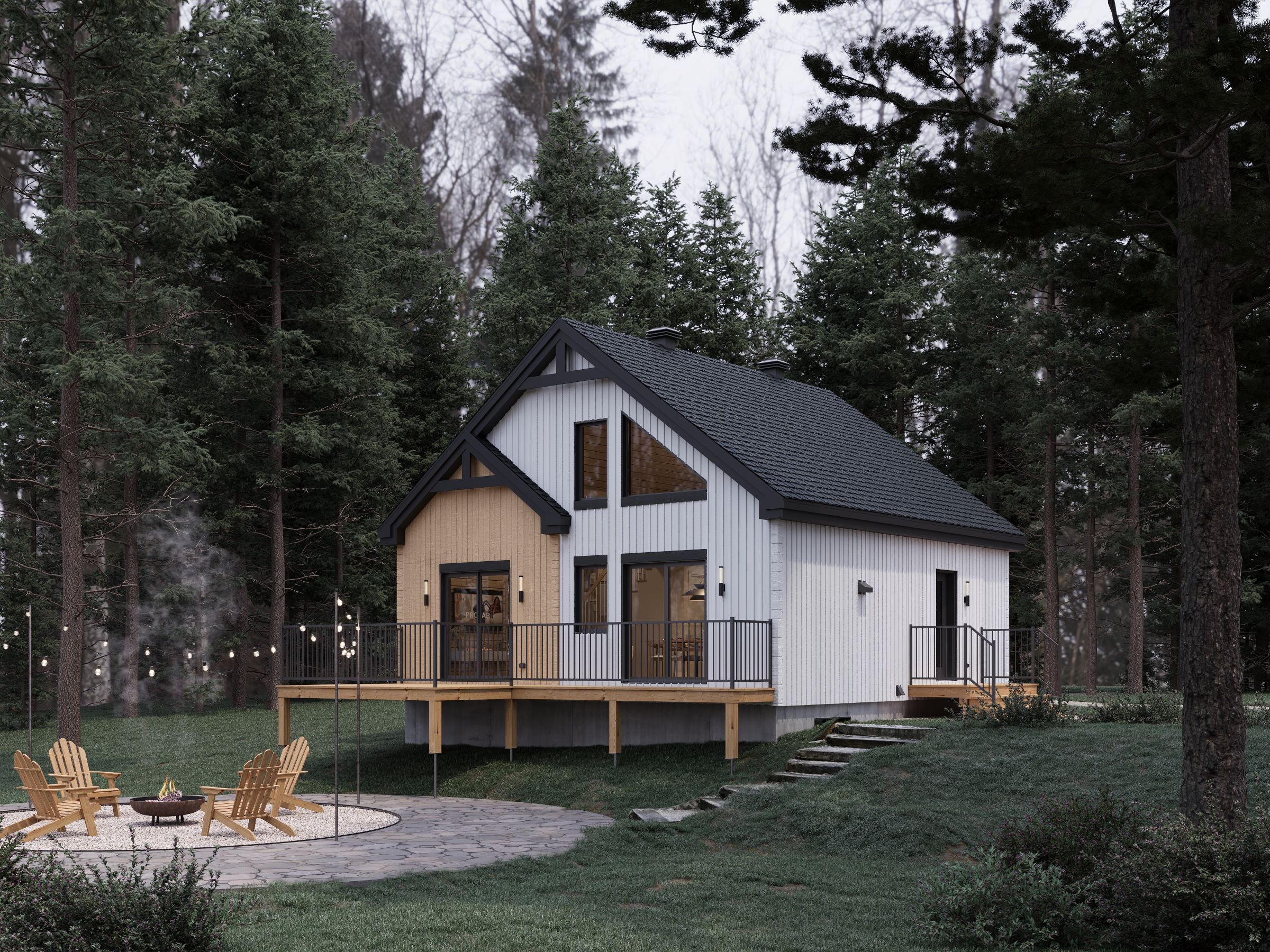 Modèle Bastida, un chalet de style scandinave. Vue extérieure