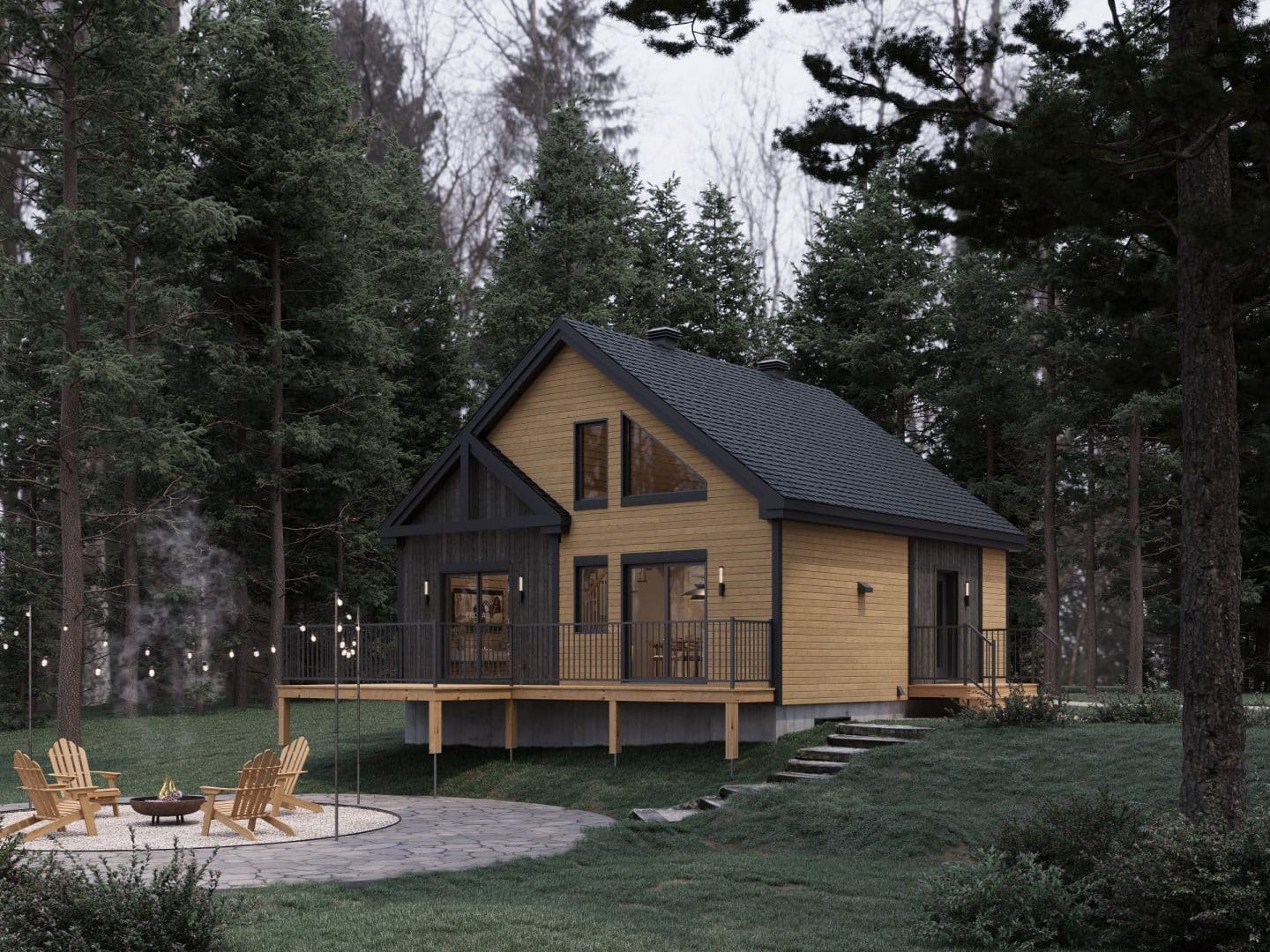 Bastida model, a Scandinavian-style chalet. Exterior view.