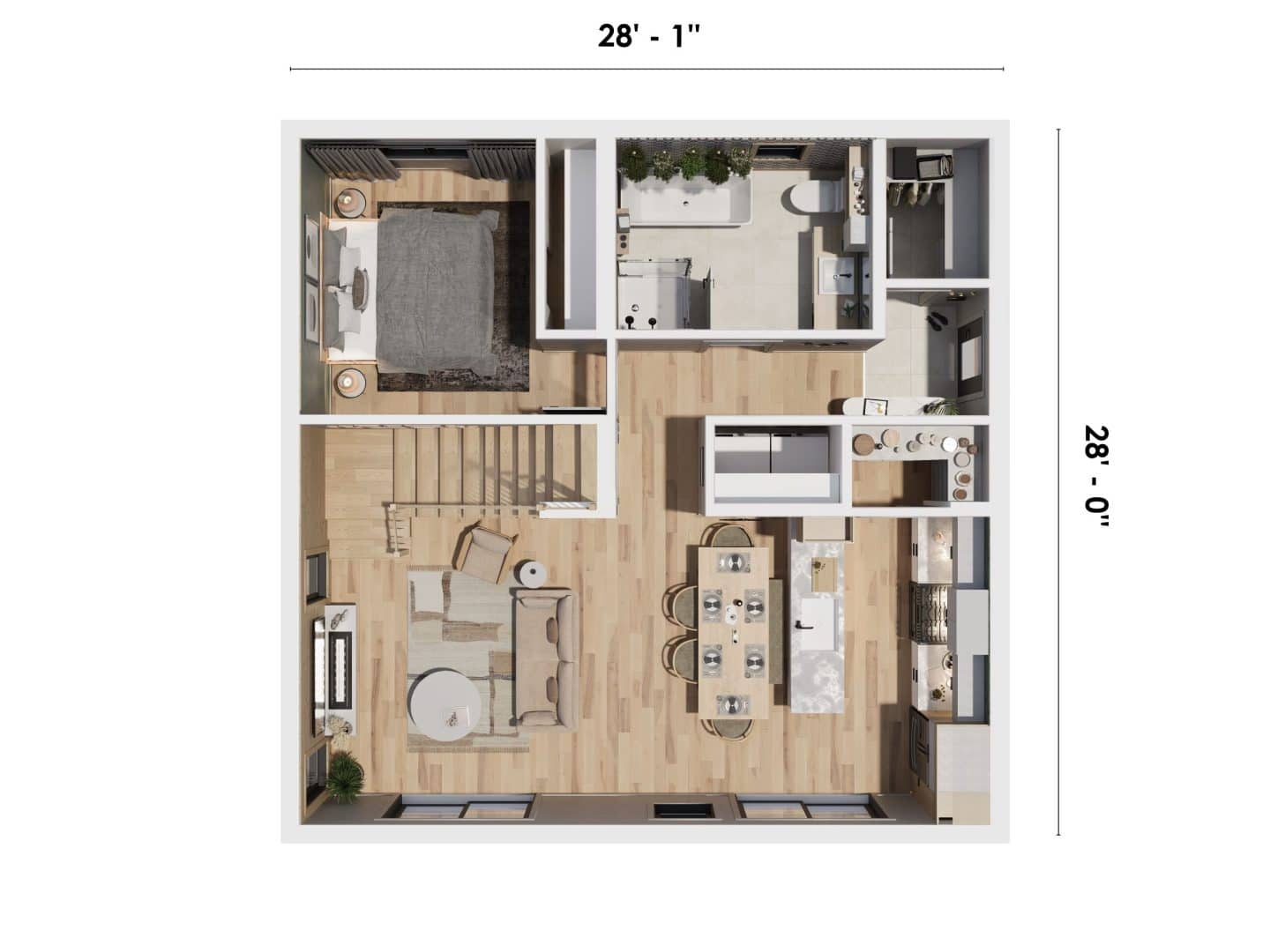 Modèle Bastida, un chalet de style scandinave. Vue du plan 3D