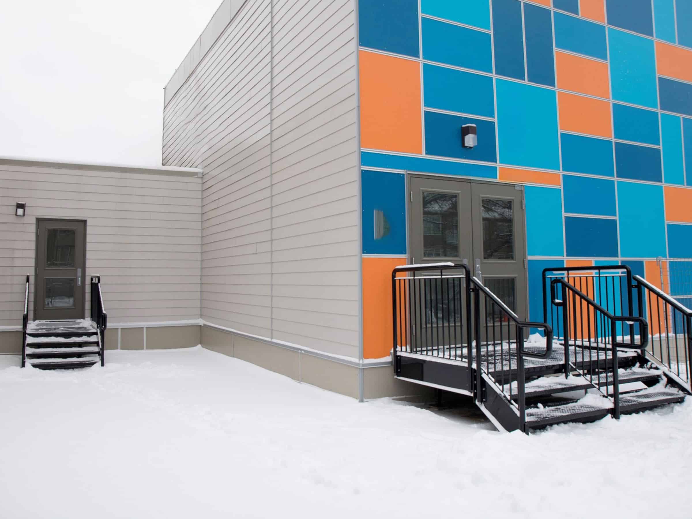 A modular school building. Exterior view