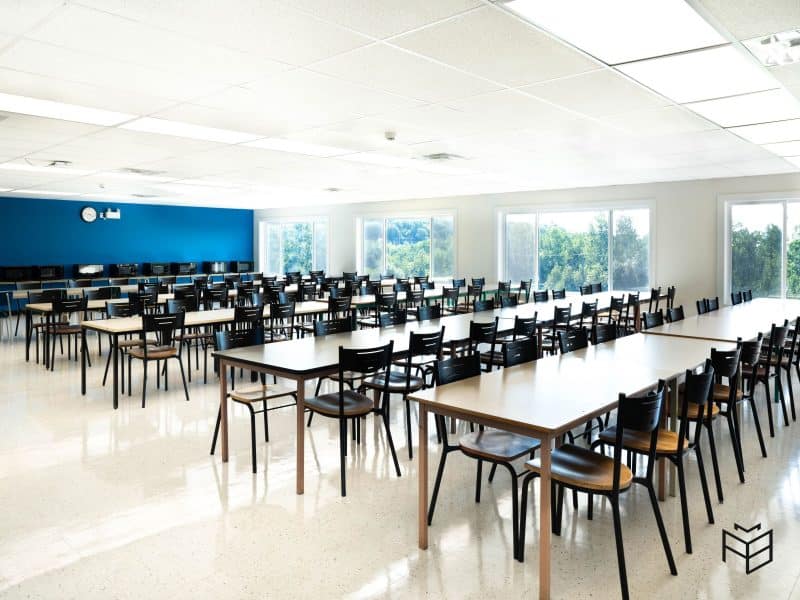 Modular school, seen from a classroom, created by AMB Construction