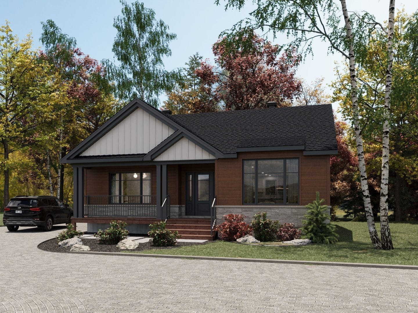 Vanliga model, a single-storey home in contemporary style. Exterior view