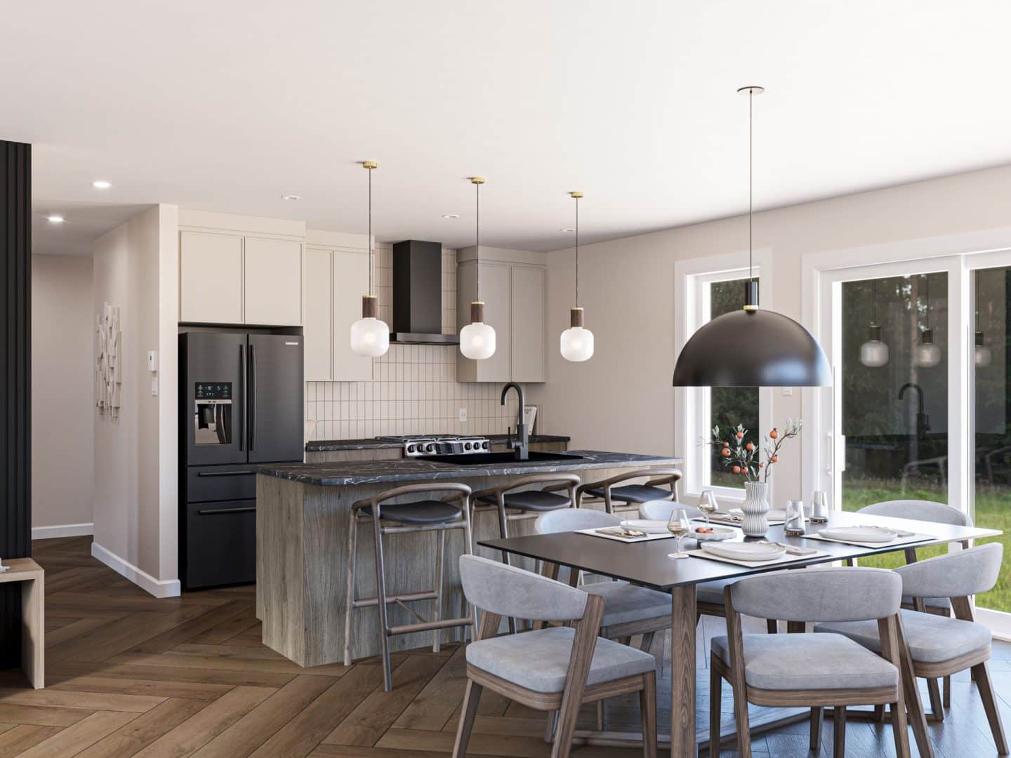 Arabica model, a two-story modern-style home. View from the kitchen.