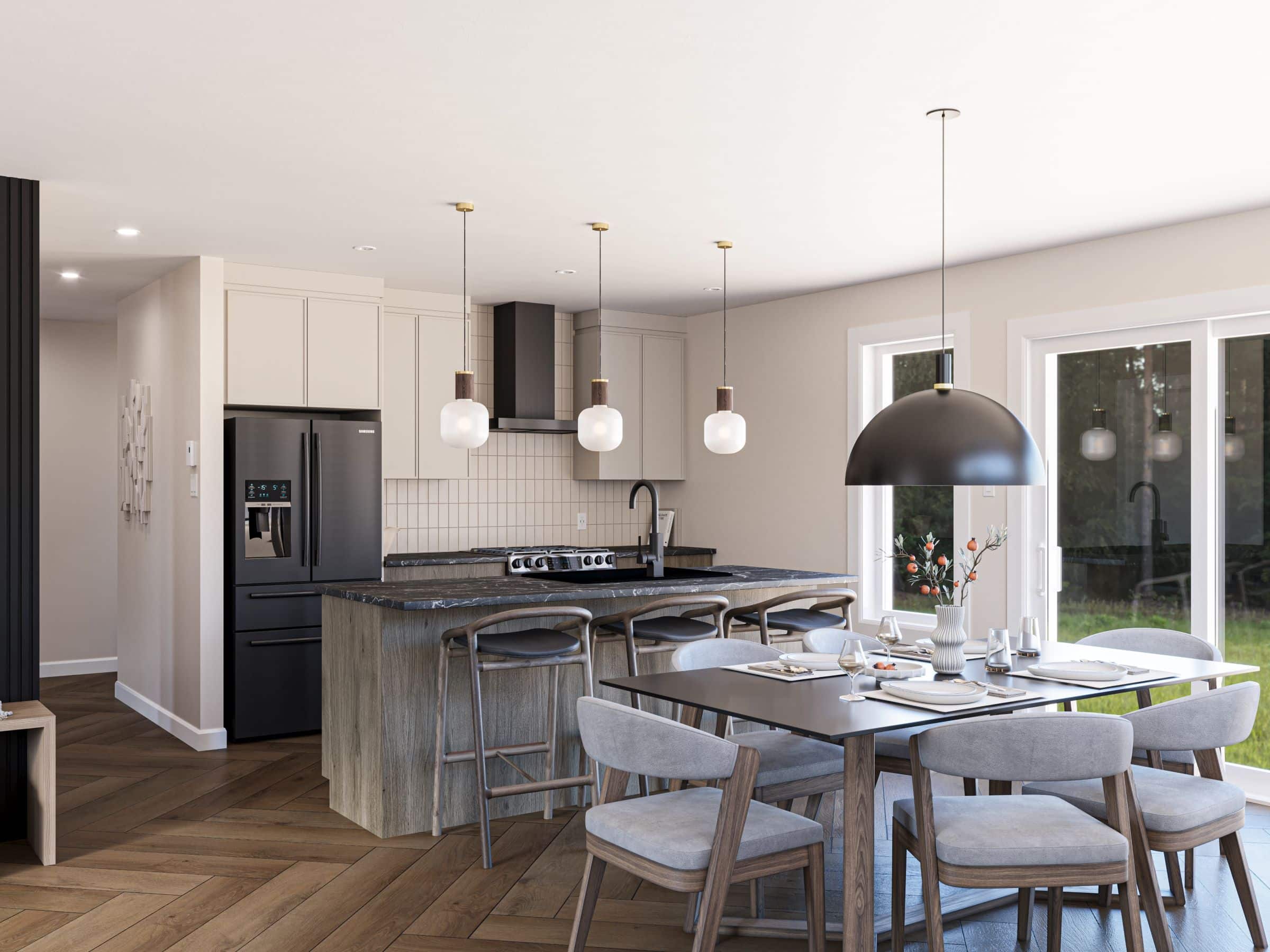 Modèle Arabica, une maison de deux étages de style moderne. Vue de la cuisine.