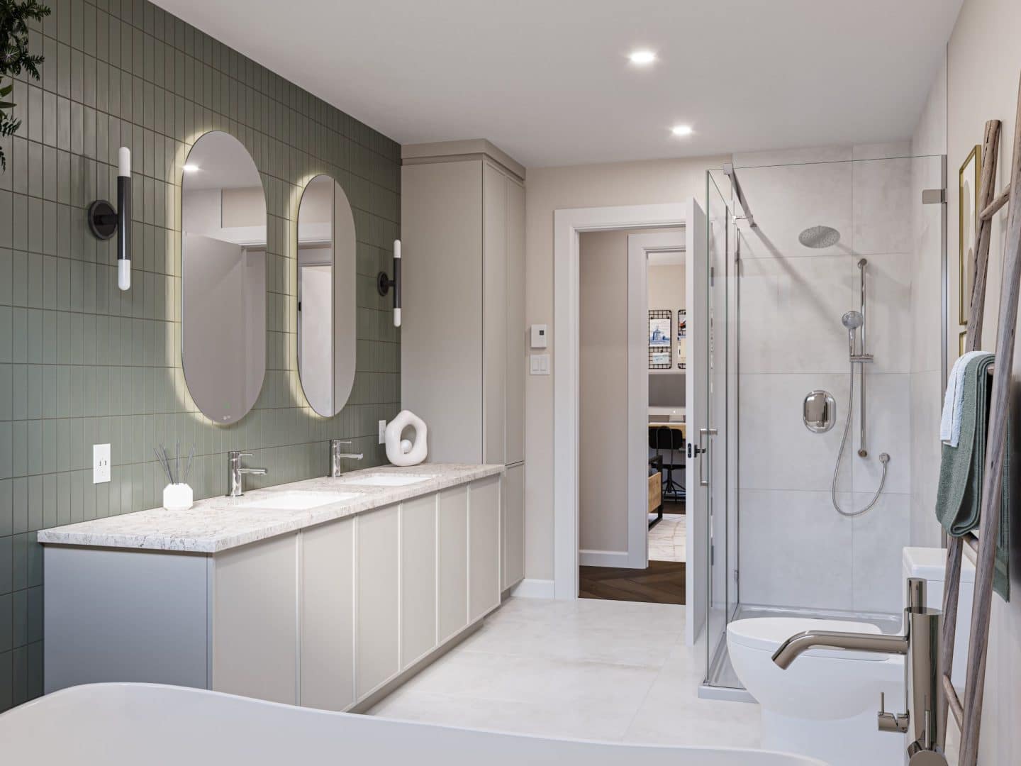 Arabica model, a two-story modern-style home. View of the bathroom.