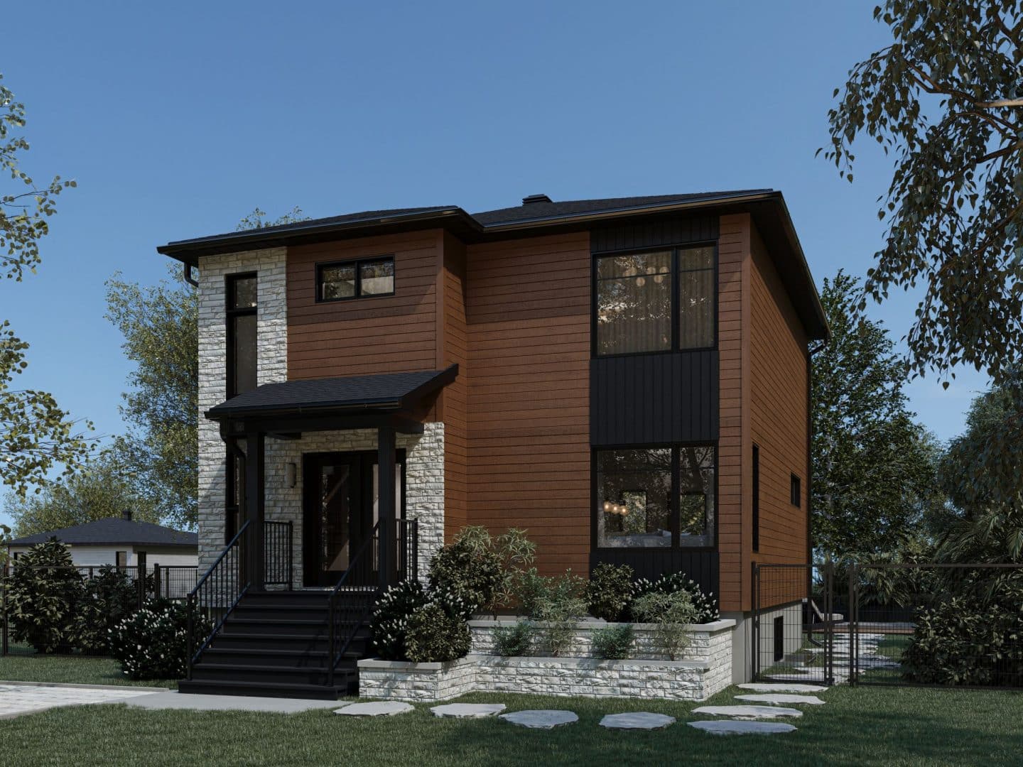 Arabica model, a modern-style two-storey house. View from the inside.