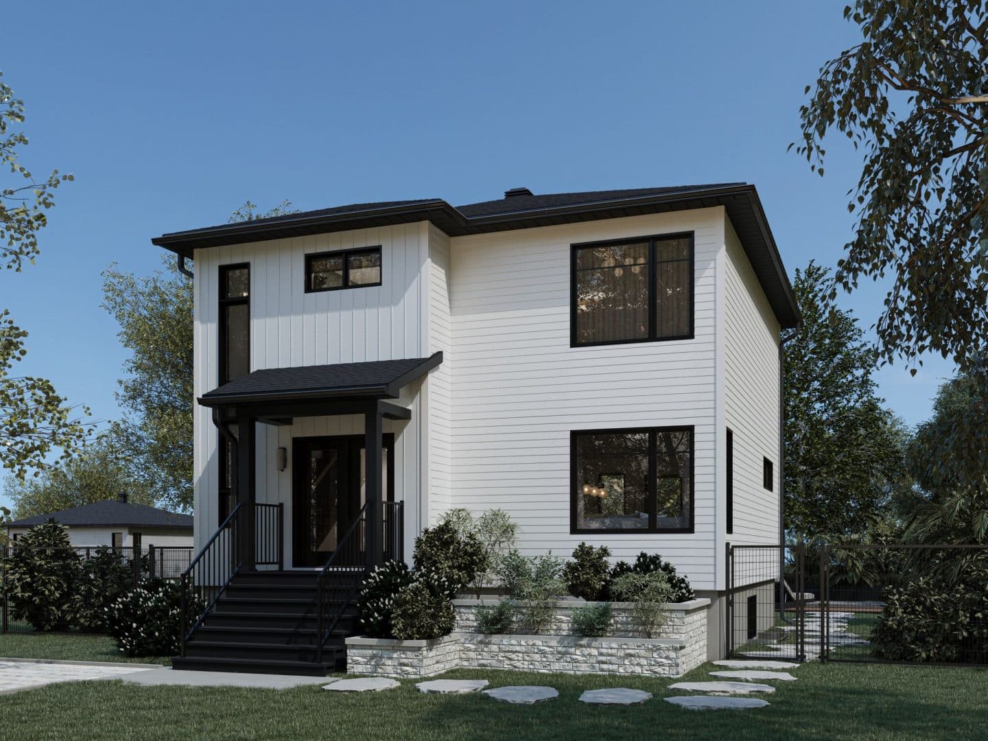 Arabica model, a modern-style two-storey house. View from the outside.
