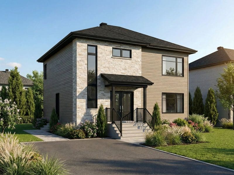 Modèle Arabica, une maison de deux étages de style moderne. Vue de l'extérieur.