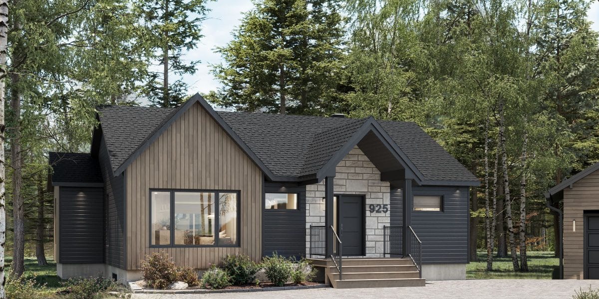 Le modèle Hera est un plain-pied de style scandinave. Vue de l'extérieur.