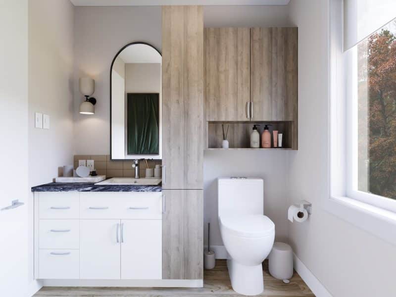 Triplex model named Triton, homes that can be bi-generational or classic-style rental. View of the bathroom.
