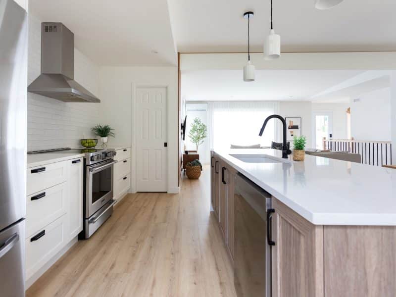 A realization of a house called Lata. The second floor is contemporary in style, as seen from the kitchen.