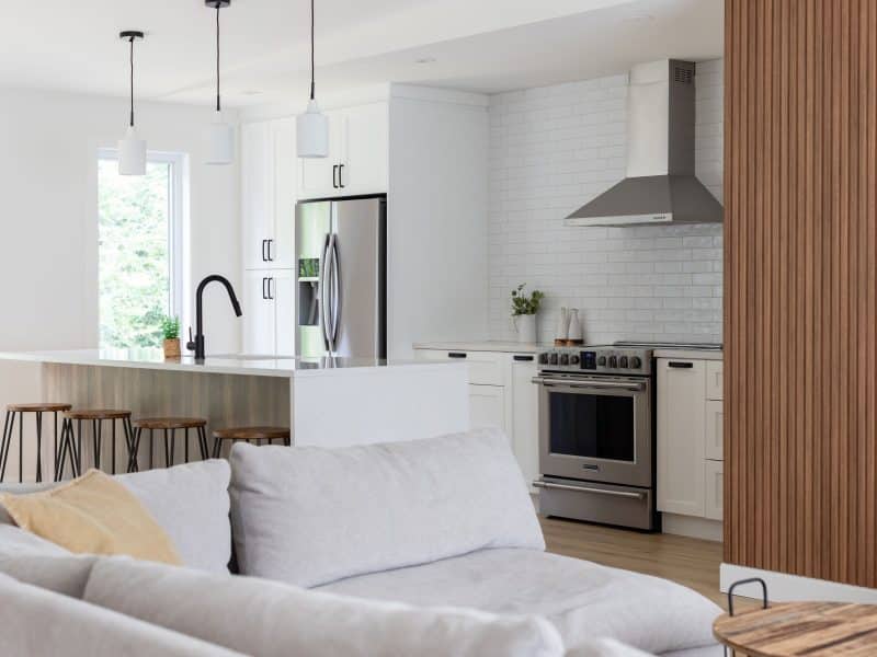 A realization of a house called Lata. The second floor is contemporary in style, as seen from the kitchen.