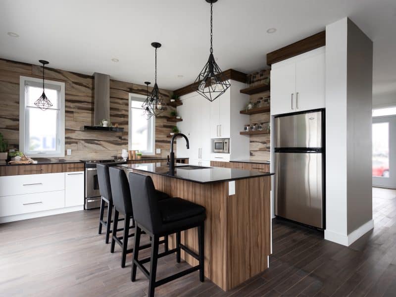Magnifika two-storey prefabricated house in contemporary style. View of the kitchen.