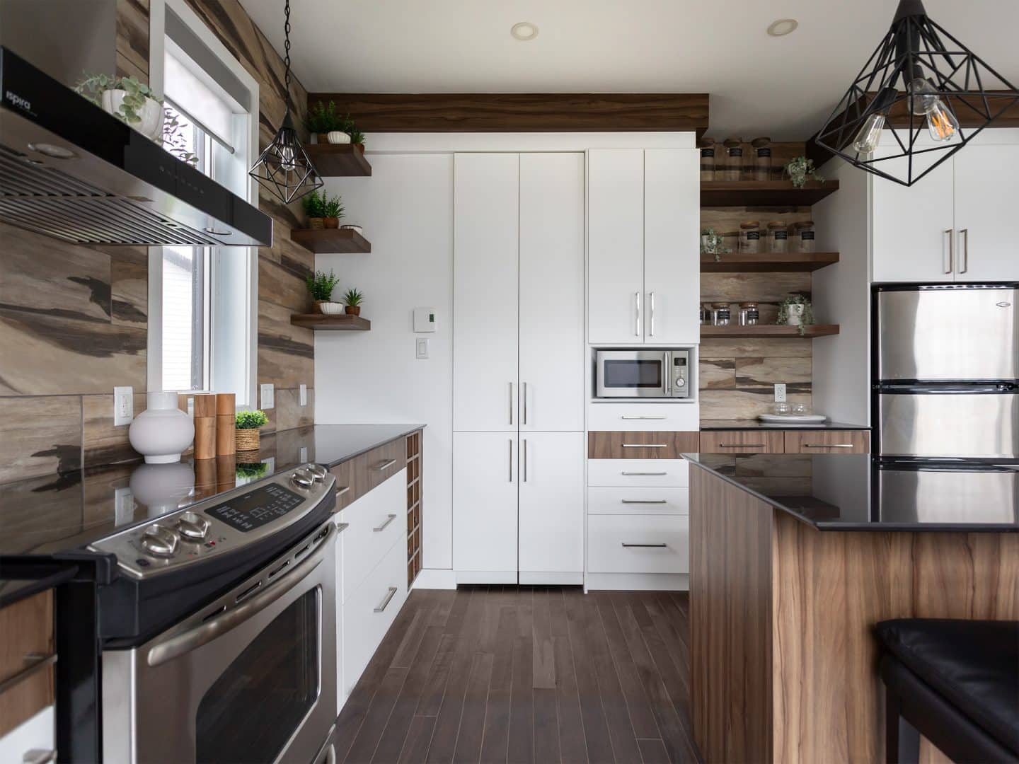 Magnifika two-storey prefabricated house in contemporary style. View of the kitchen.