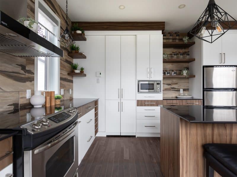 Magnifika two-storey prefabricated house in contemporary style. View of the kitchen.