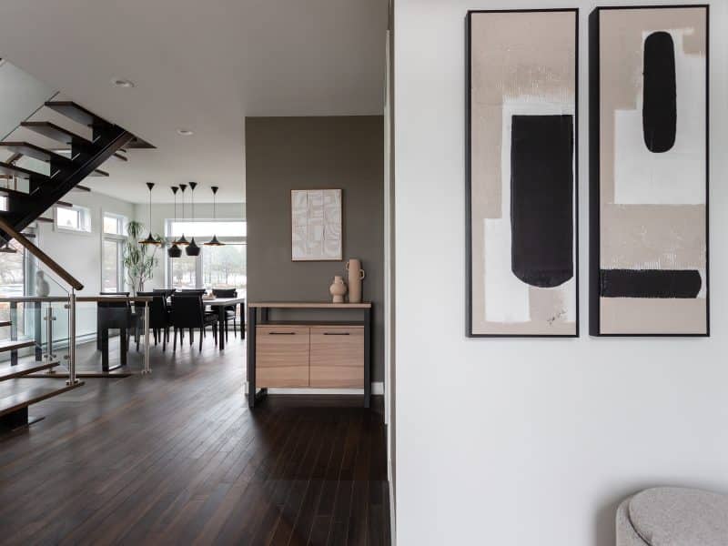 Magnifika two-storey prefabricated house in contemporary style. View from the living room.