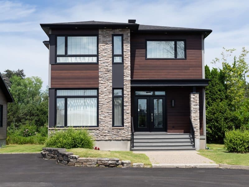 Magnifika two-storey prefabricated house in contemporary style. Exterior view.