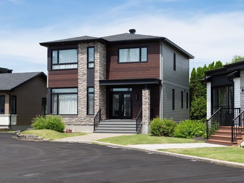 Magnifika two-storey prefabricated house in contemporary style. Exterior view.