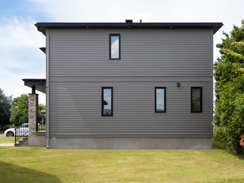 Magnifika two-storey prefabricated house in contemporary style. Exterior view.