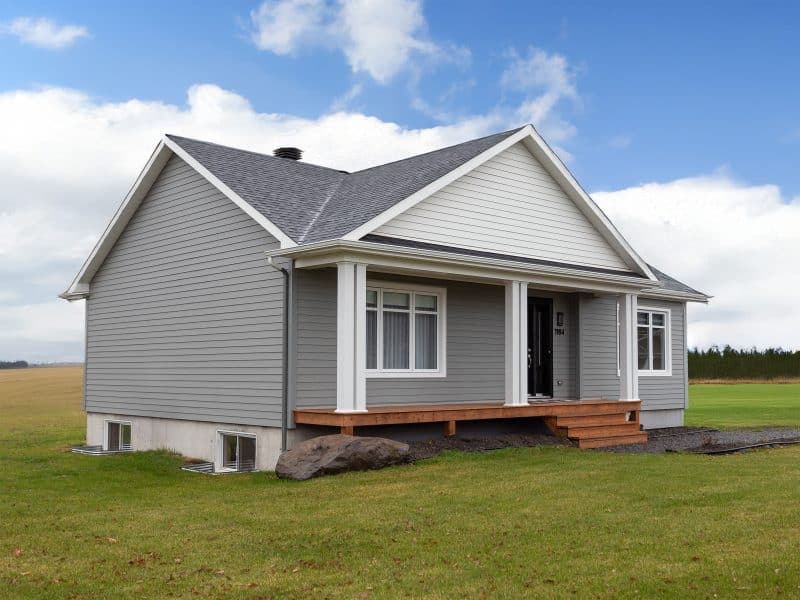 A realization of a house called Vanliga. The second floor is contemporary in style, seen from the outside.